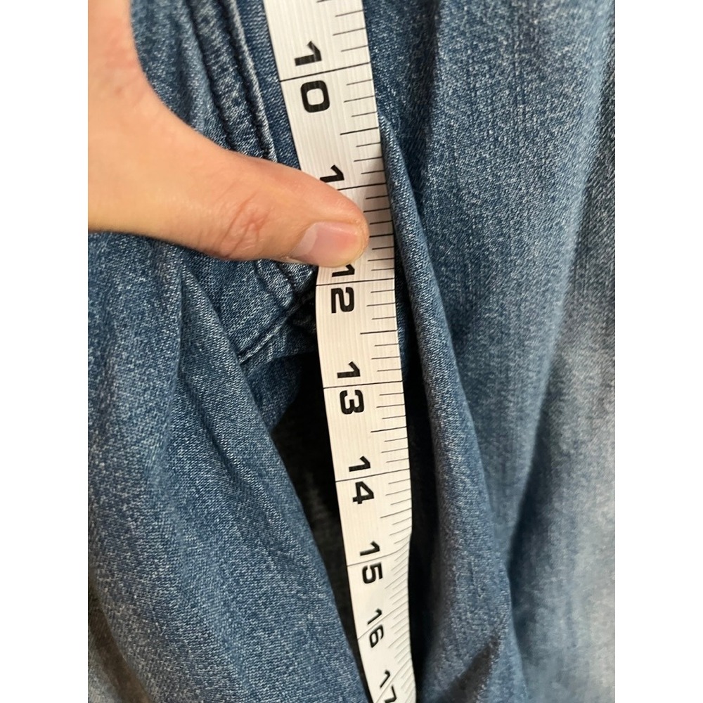 Vintage 7 For All Mankind Denim Jumpsuit Cropped Wide Leg Belted Short Sleeve S - Picture 11 of 16